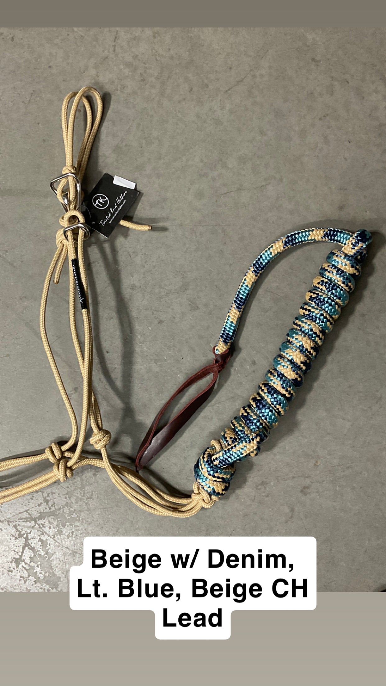Twisted Knot Halters Rope Halter w/ Easy Off Clip & Lead