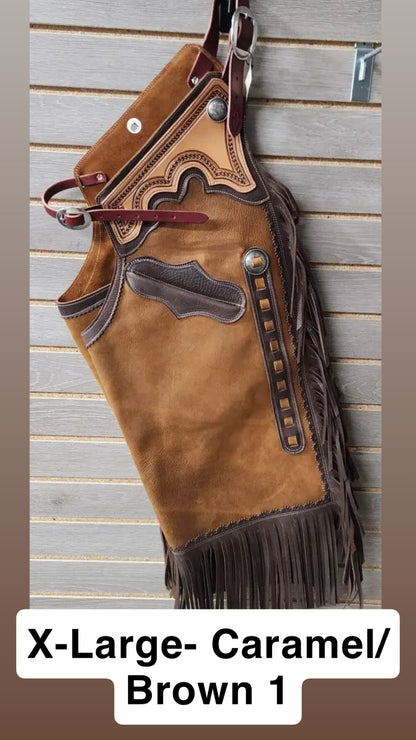 Rockin' Y Adult Leather Chinks - Two Tone with Pocket (#4)