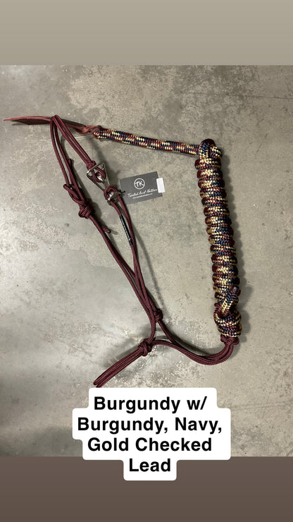 Twisted Knot Halters Rope Halter w/ Easy Off Clip & Lead