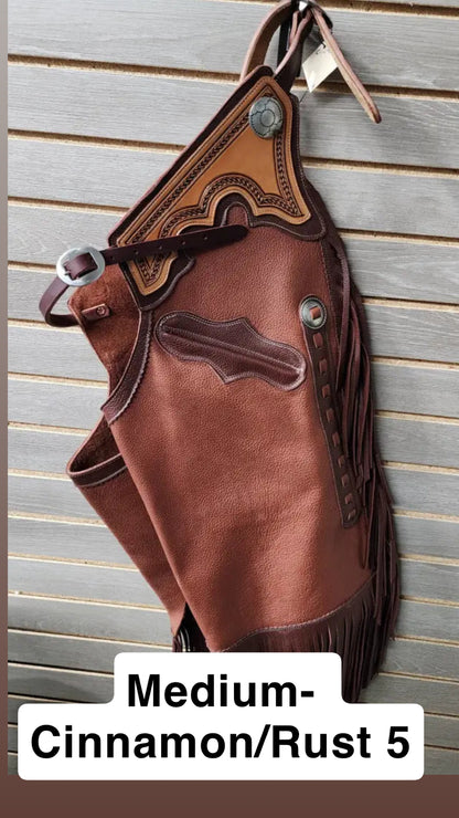 Rockin' Y Adult Leather Chinks - Two Tone with Pocket (#4)