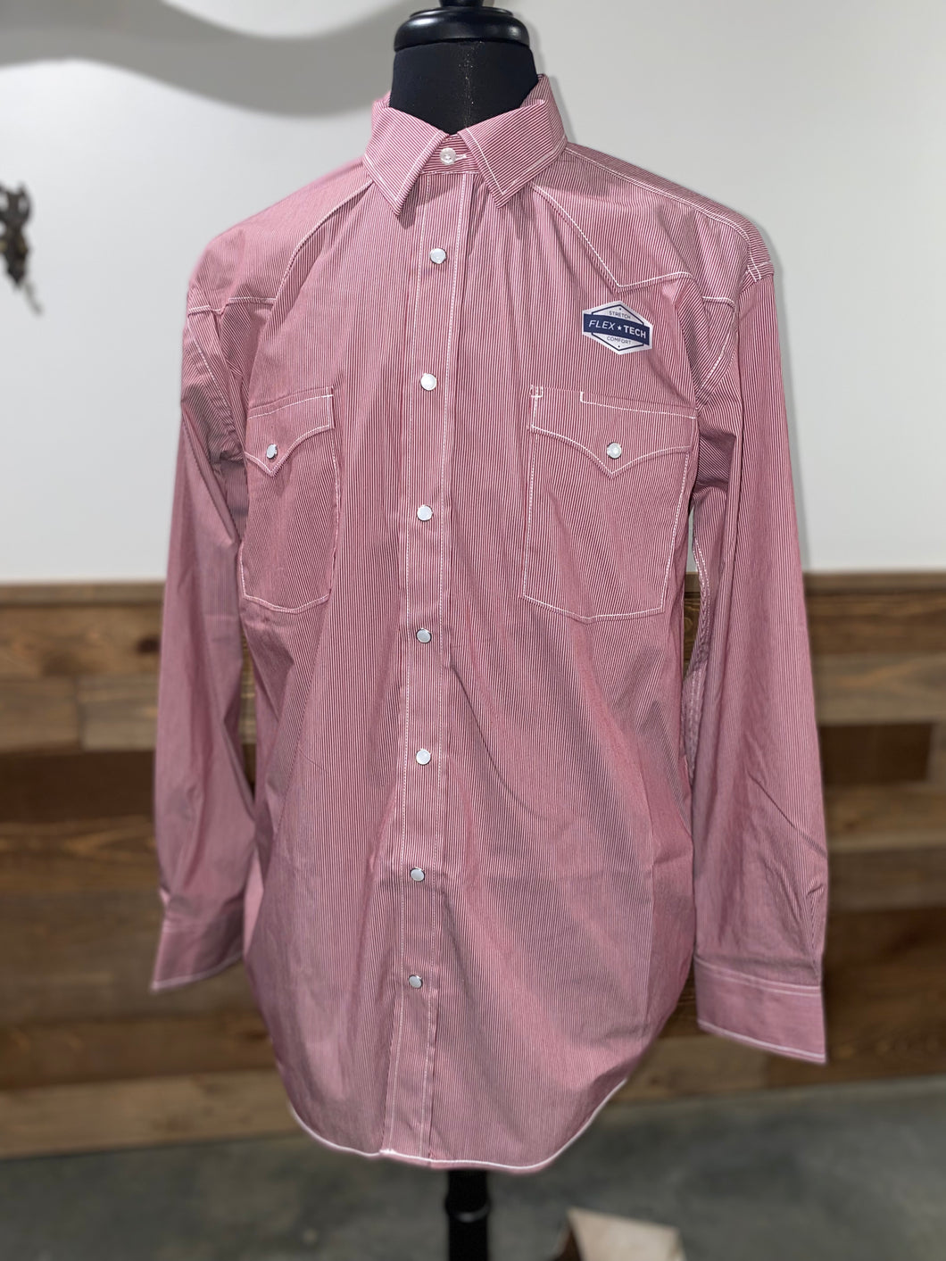 Panhandle Men's Dark Dusty Rose Pin Stripe Western Shirt