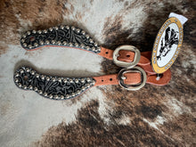 Load image into Gallery viewer, San Saba Shaped Youth Spur Straps - Western Tooling with Studs
