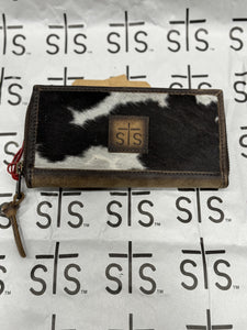 STS Cowhide Black & White Ladies Bifold 2 Wallet