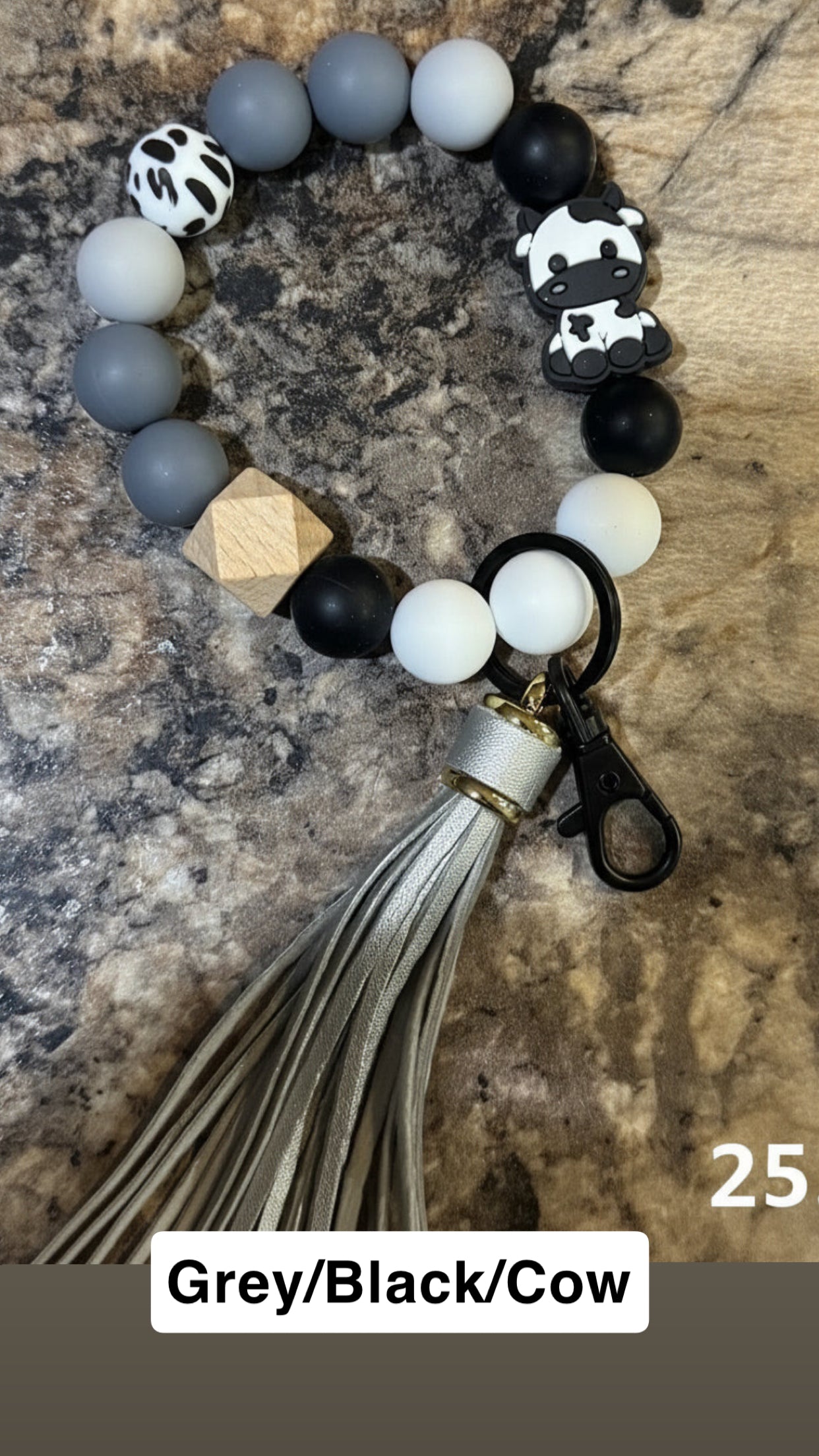 Silicone Bead Wristlet Keychain