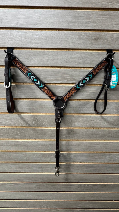 Weaver Turquoise Cross Turquoise Beaded Pony Tack Set