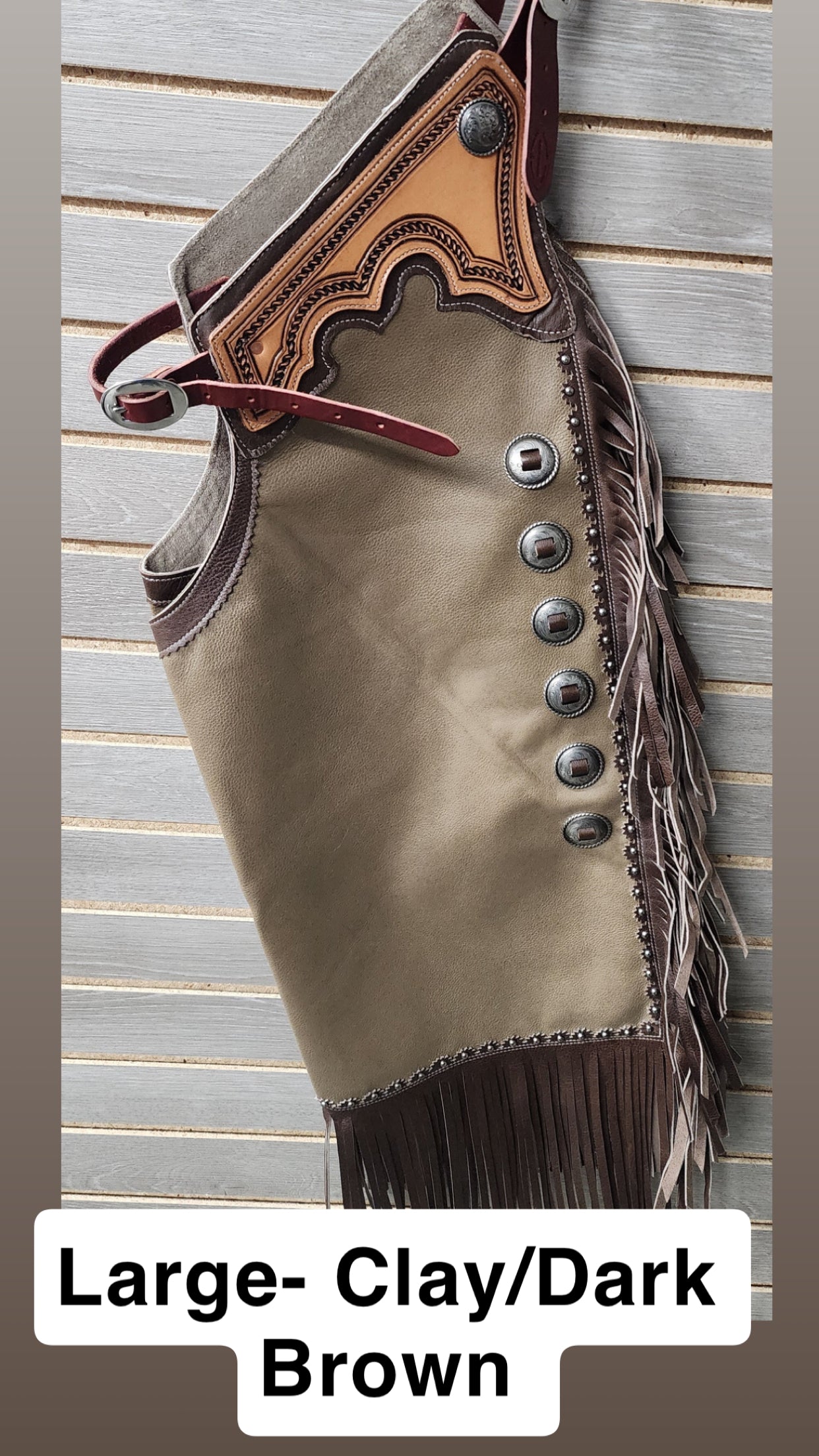 Rockin' Y Adult Leather Chinks - Two Tone & Conchos (#4)