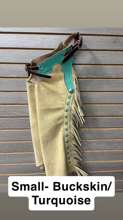 Rockin' Y Youth Leather Shotgun Step-in Chaps