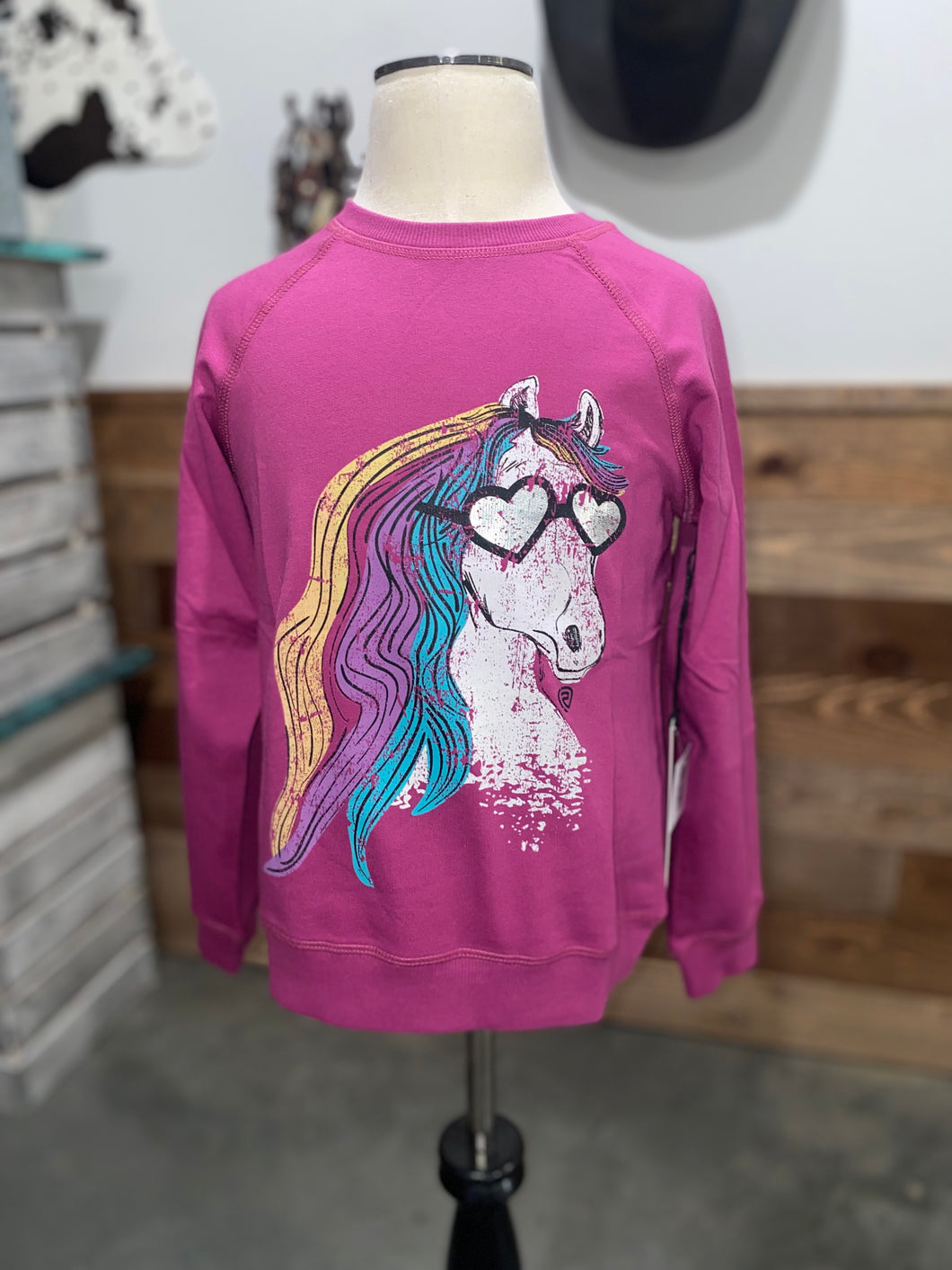 Rock & Roll Girl's Heart Horse Long Sleeve T-Shirt