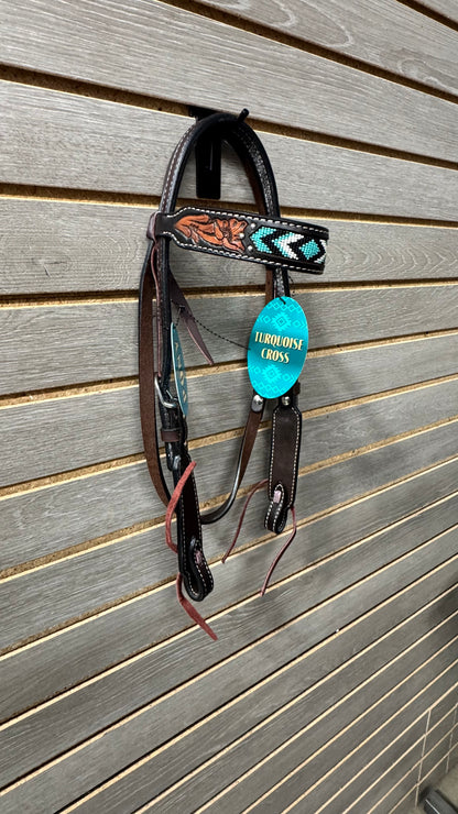 Weaver Turquoise Cross Turquoise Beaded Pony Tack Set