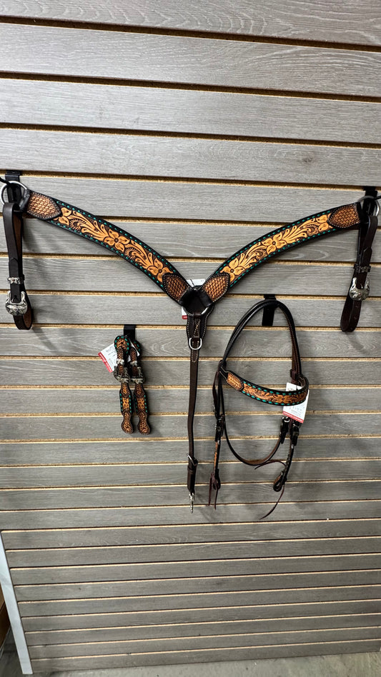 Weaver Floral Buckstitch Tack Set