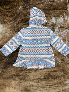 Wrangler Girl's Infant Blue & Pink Aztec Full-Zip Hoodie