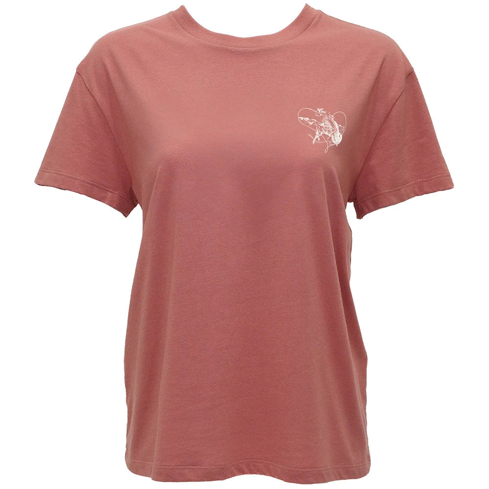 Hooey Girl's Coral Pink Buffalo Heart T-Shirt