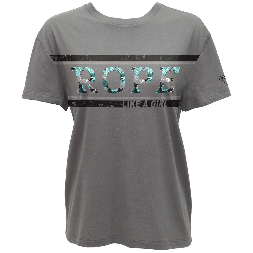 Hooey Girl's Gray Rope Like A Girl T-Shirt