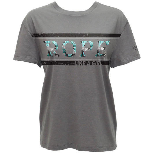 Hooey Girl's Gray Rope Like A Girl T-Shirt