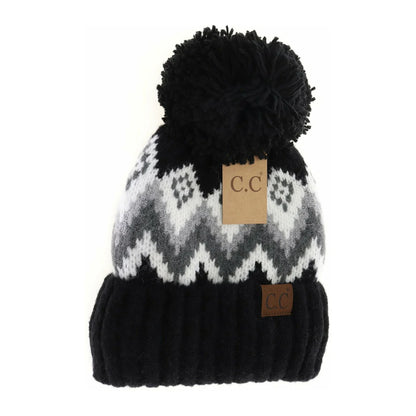 C.C Beanie Aztec Chevron Knit Pom Beanie