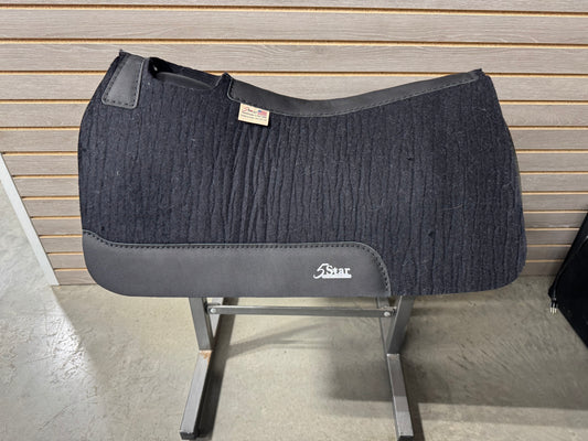 5 Star Barrel Racer Saddle Pad (Black with Black Wear Leathers) 30X28