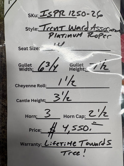 Trent Ward 14" Platinum Roper Saddle