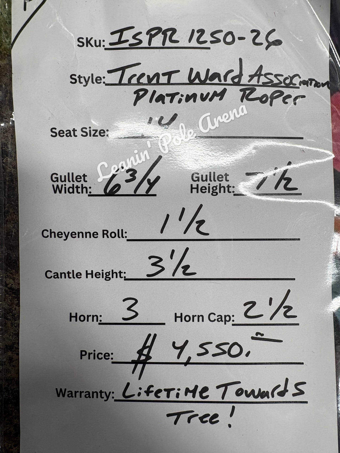 Trent Ward 14" Platinum Roper Saddle
