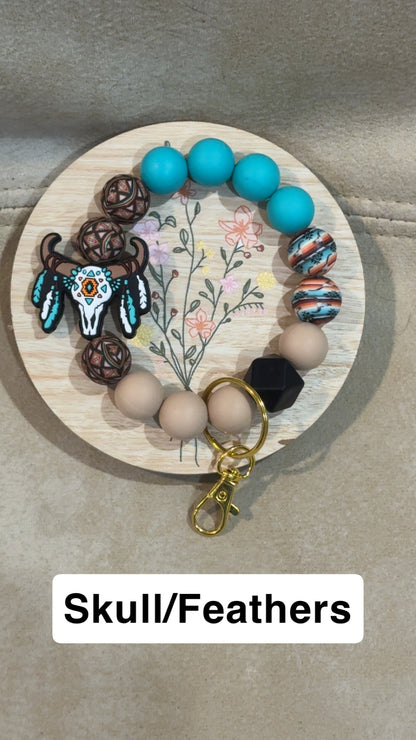 Silicone Bead Wristlet Keychain