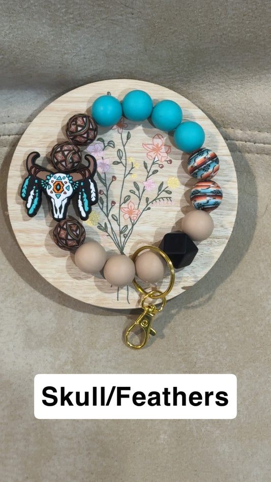 Silicone Bead Wristlet Keychain