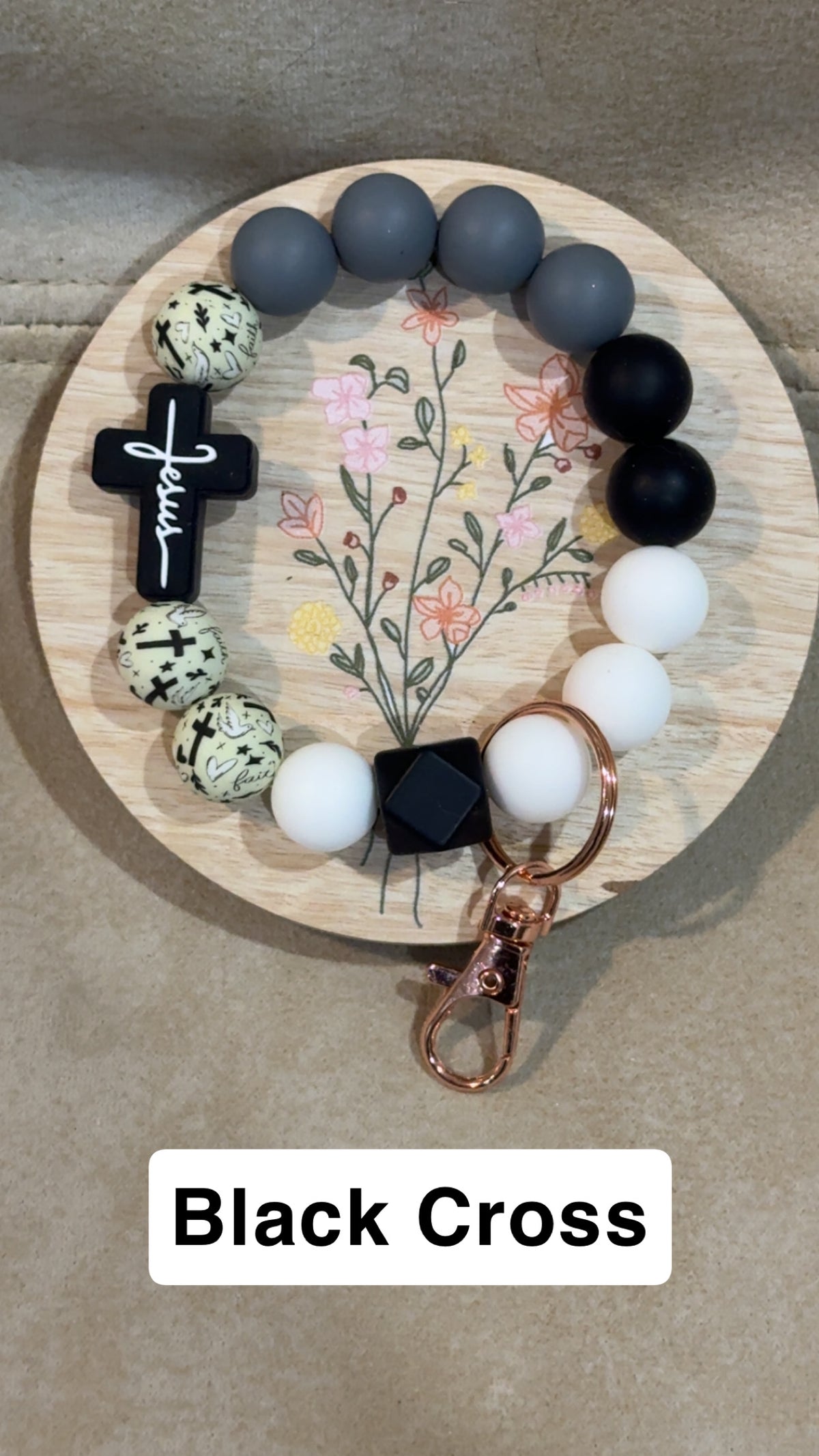 Silicone Bead Wristlet Keychain