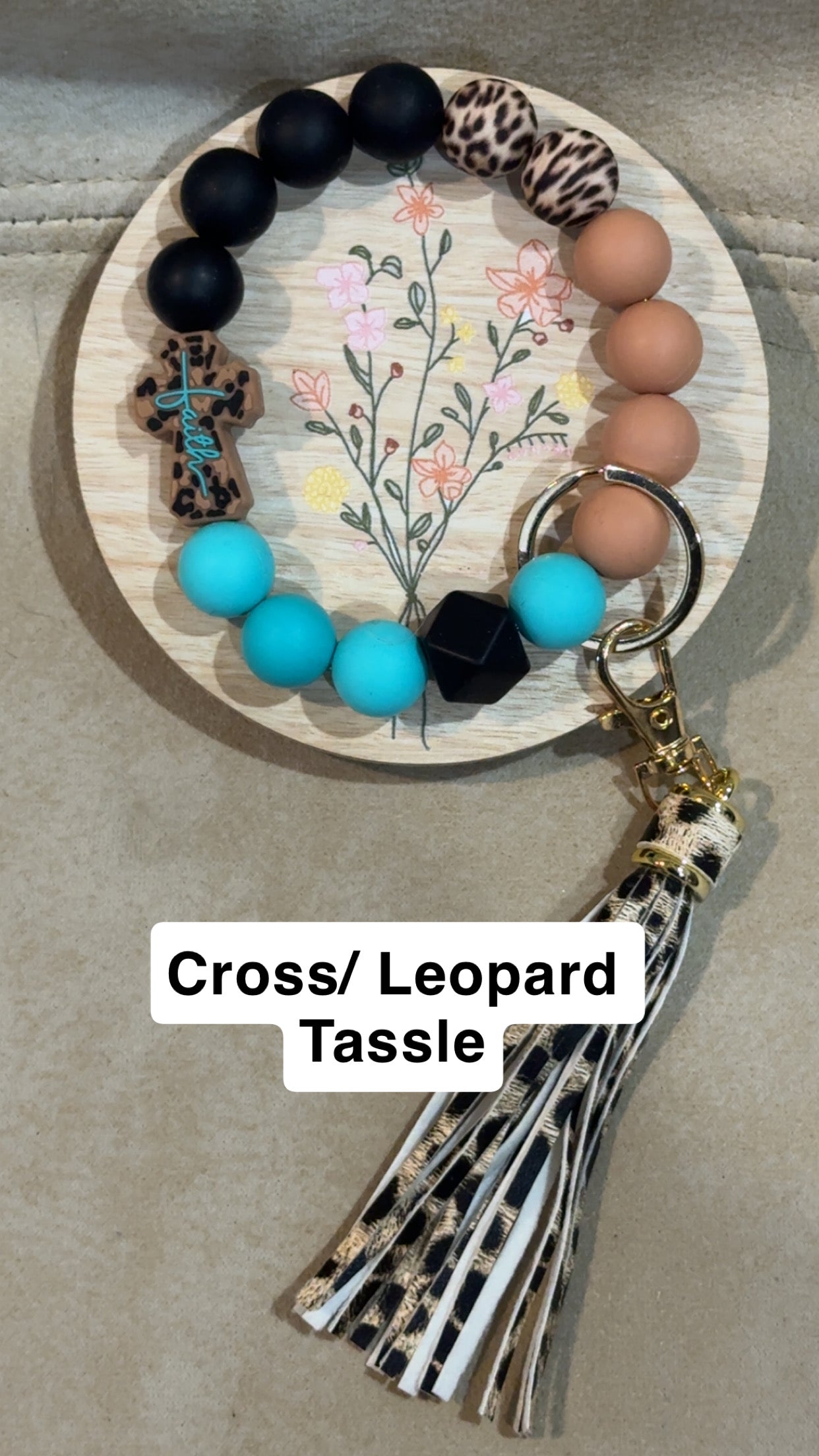 Silicone Bead Wristlet Keychain