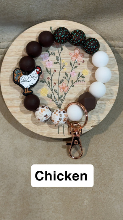Silicone Bead Wristlet Keychain