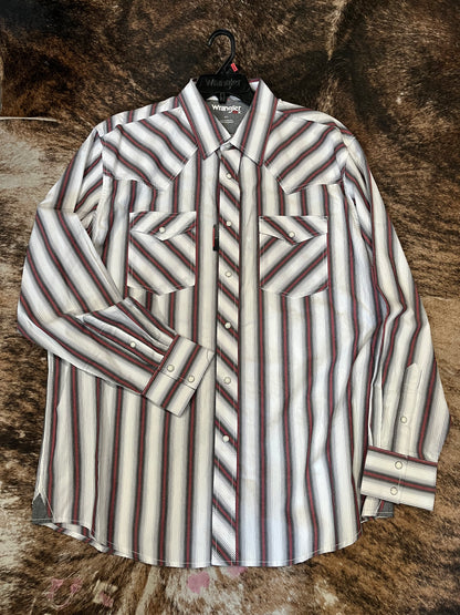 Wrangler Men's Big & Tall White Stripe 20X Competition Western Shirt