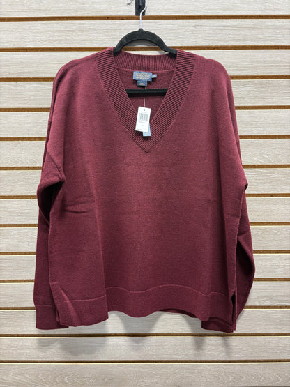 Pendleton Women's Burgundy Merino V-neck Sweater