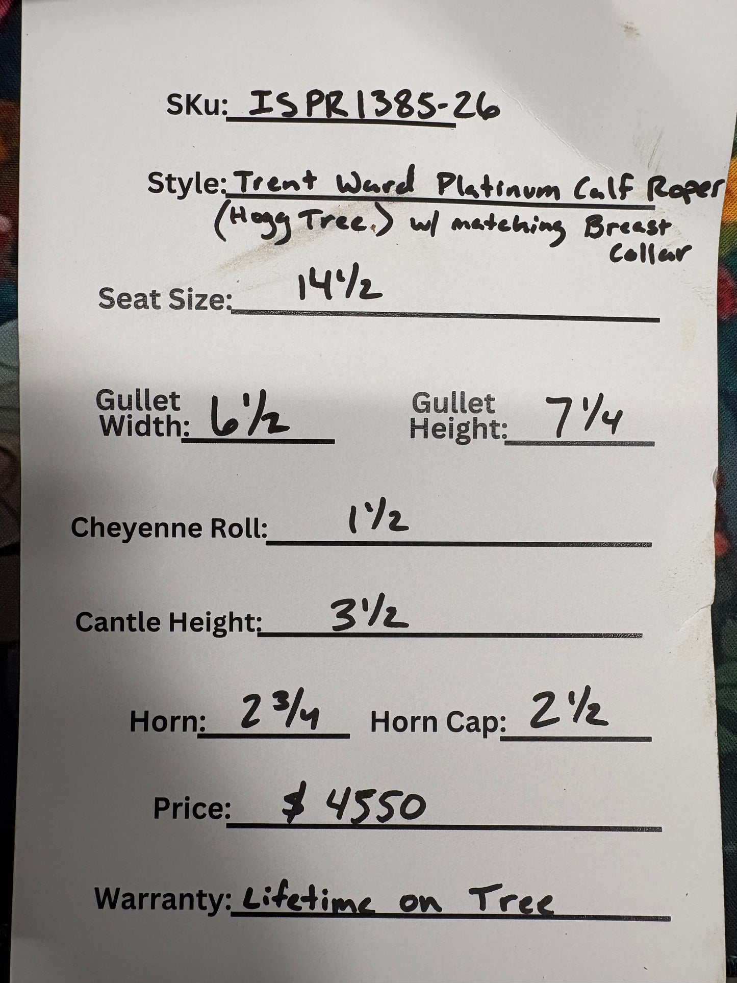Trent Ward 14.5" Platinum Calf Rope Saddle