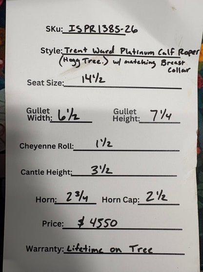 Trent Ward 14.5" Platinum Calf Rope Saddle