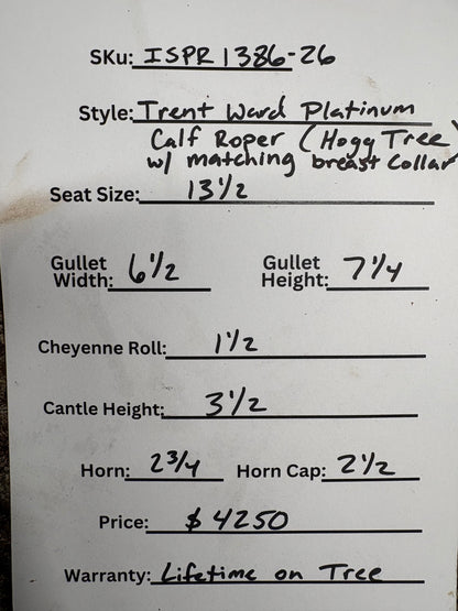 Trent Ward 13.5" Platinum Calf Rope Saddle