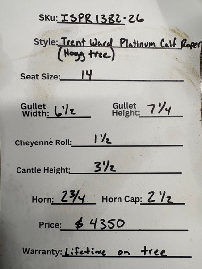 Trent Ward 14" Platinum Calf Rope Saddle