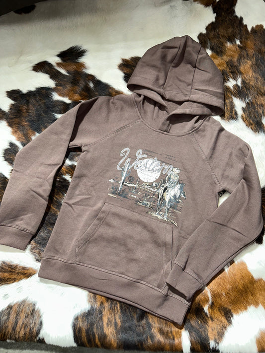Rock & Roll Boy's Brown Western Graphic Hoodie