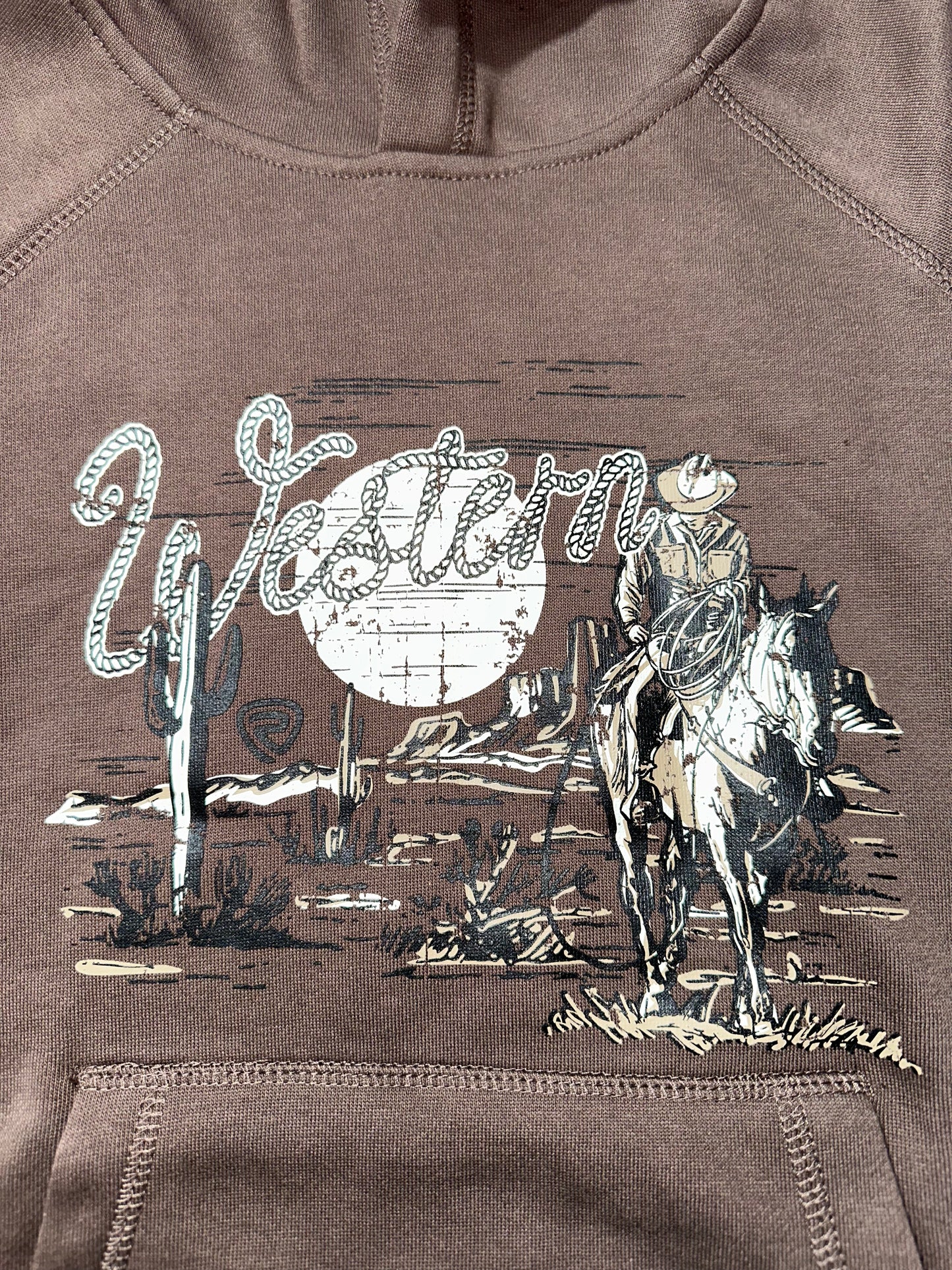 Rock & Roll Boy's Brown Western Graphic Hoodie