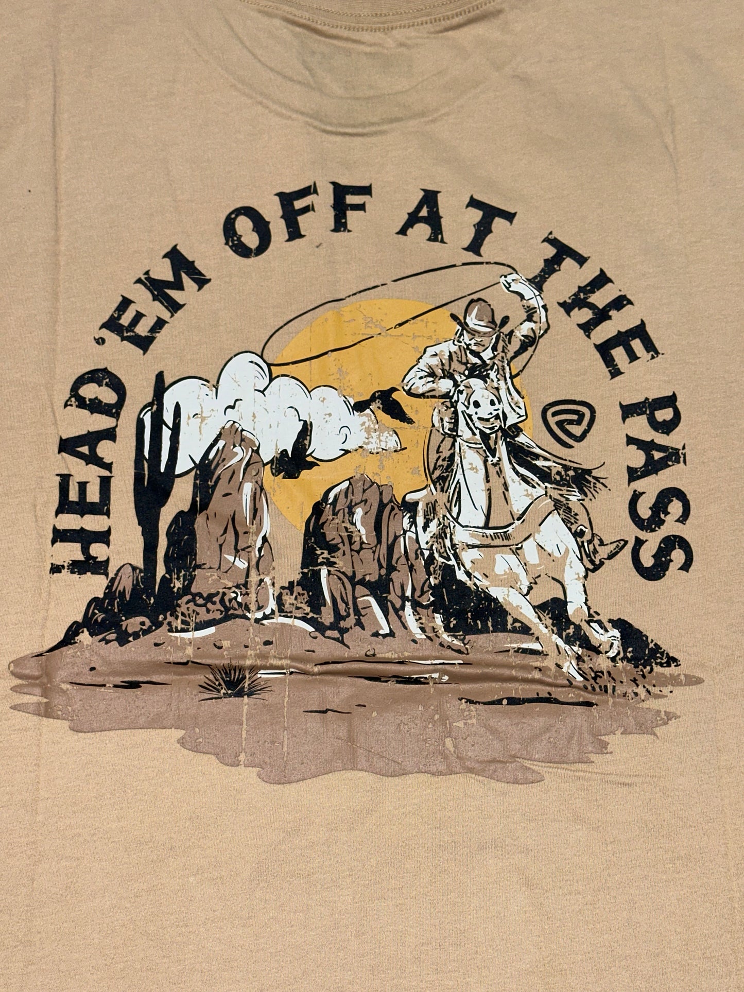 Rock & Roll Men's Tan Bronc Rider Graphic T-Shirt