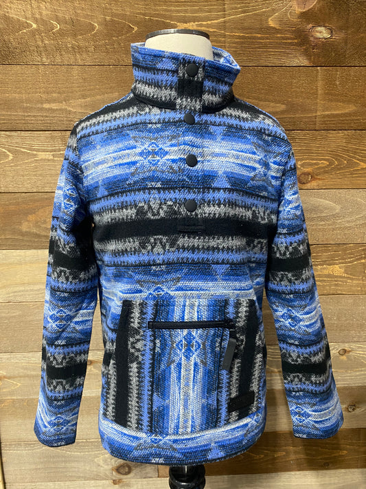 Rock & Roll Boy's Henley Blue Aztec Jacquard Pullover