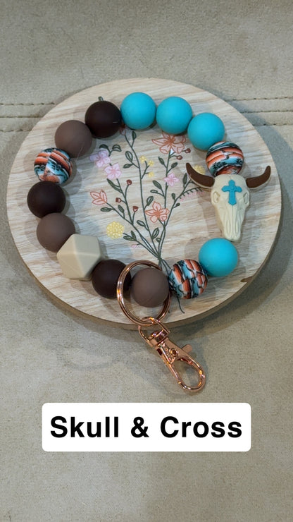 Silicone Bead Wristlet Keychain
