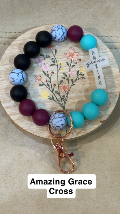 Silicone Bead Wristlet Keychain