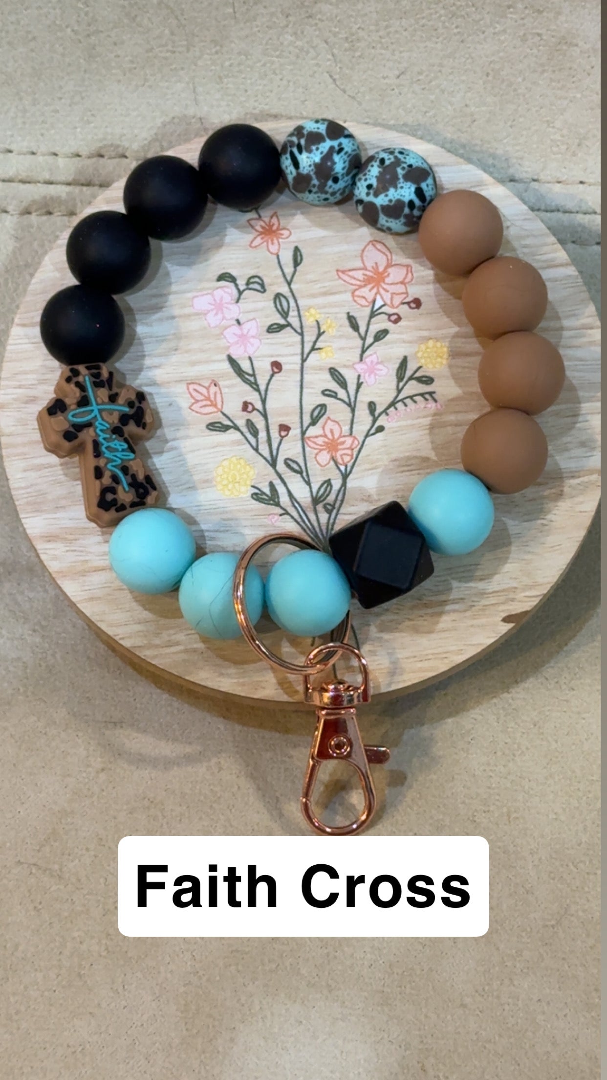 Silicone Bead Wristlet Keychain