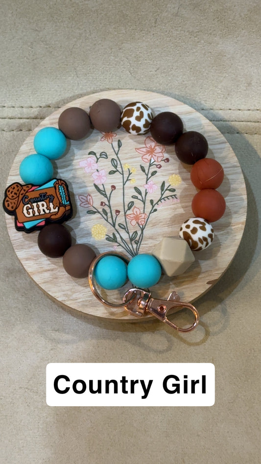 Silicone Bead Wristlet Keychain