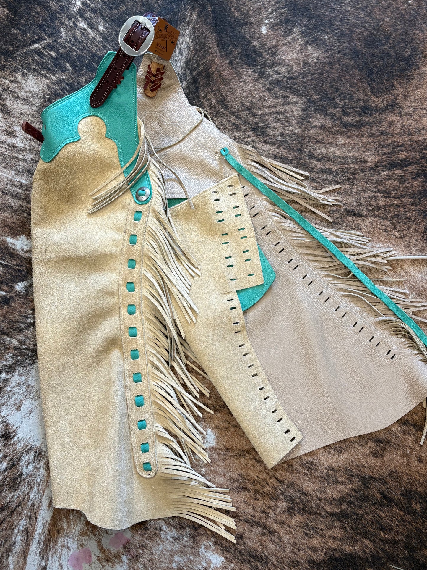Rockin' Y Youth Leather Shotgun Step-in Chaps