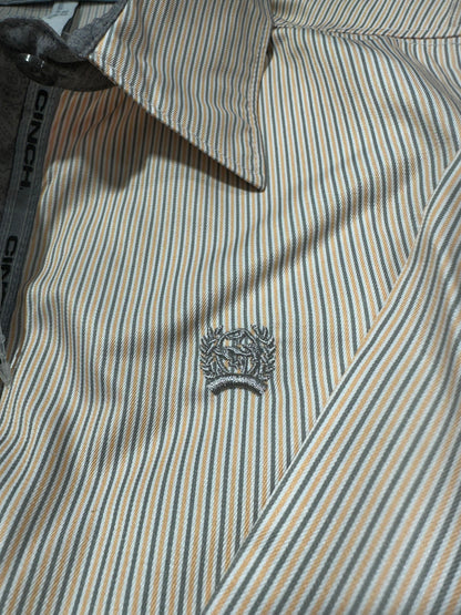 Cinch Women's Tencel Orange & Gray PinStripe Western