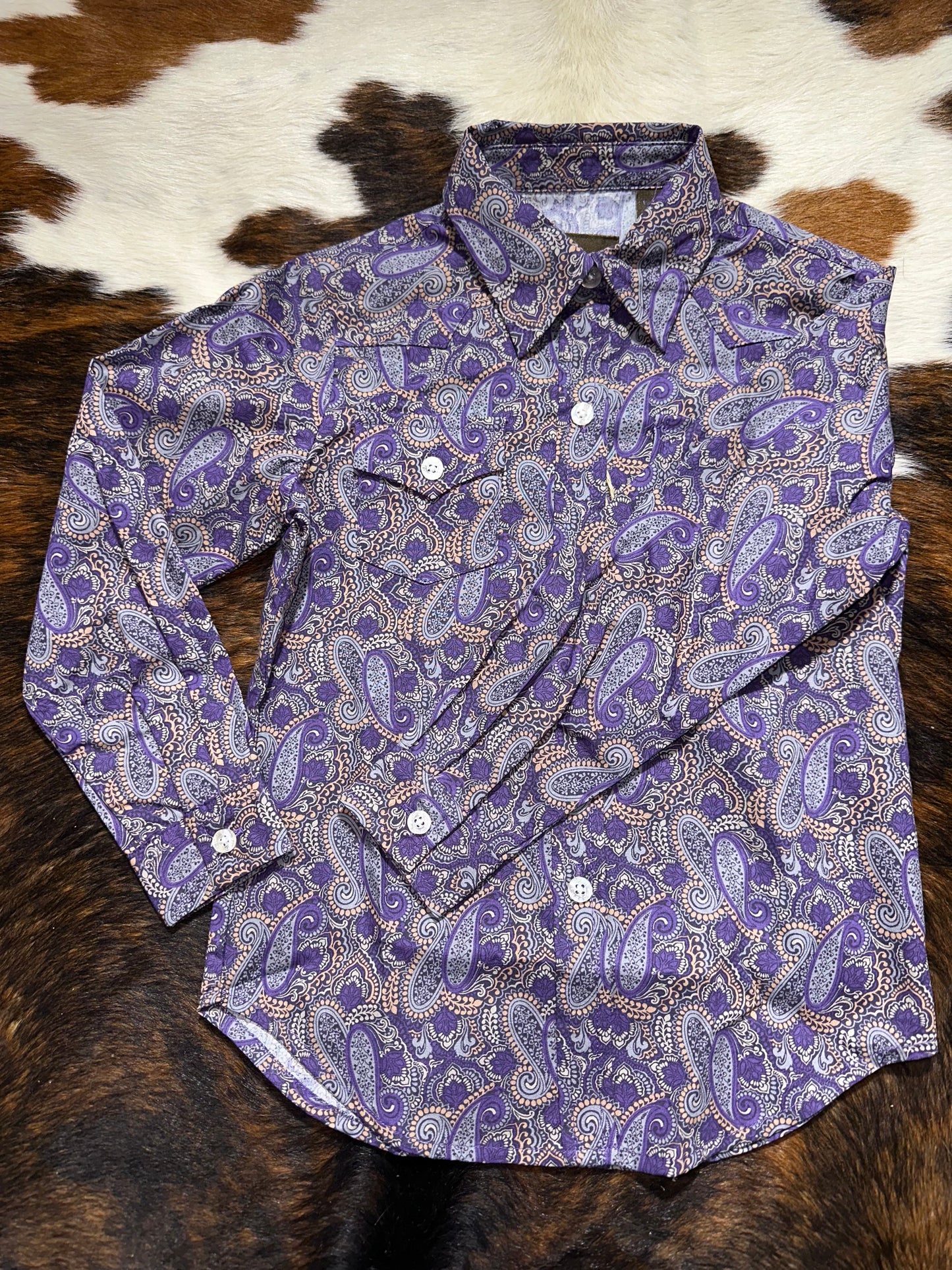 Roper Girl's Purple Paisley Western Shirt
