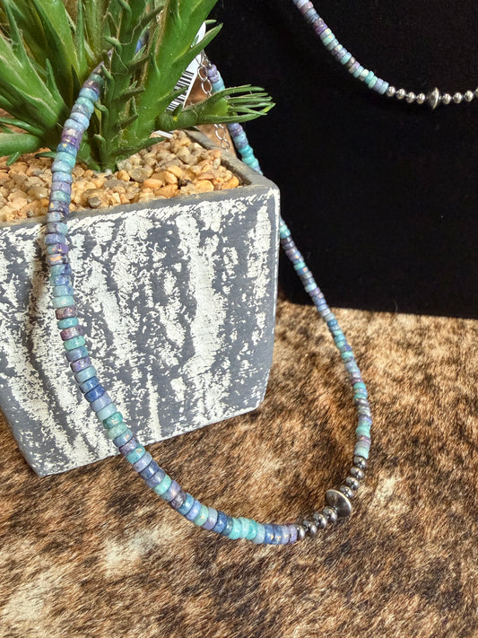 Sterling Silver Pearls with Purple Dolomite Heishi Choker