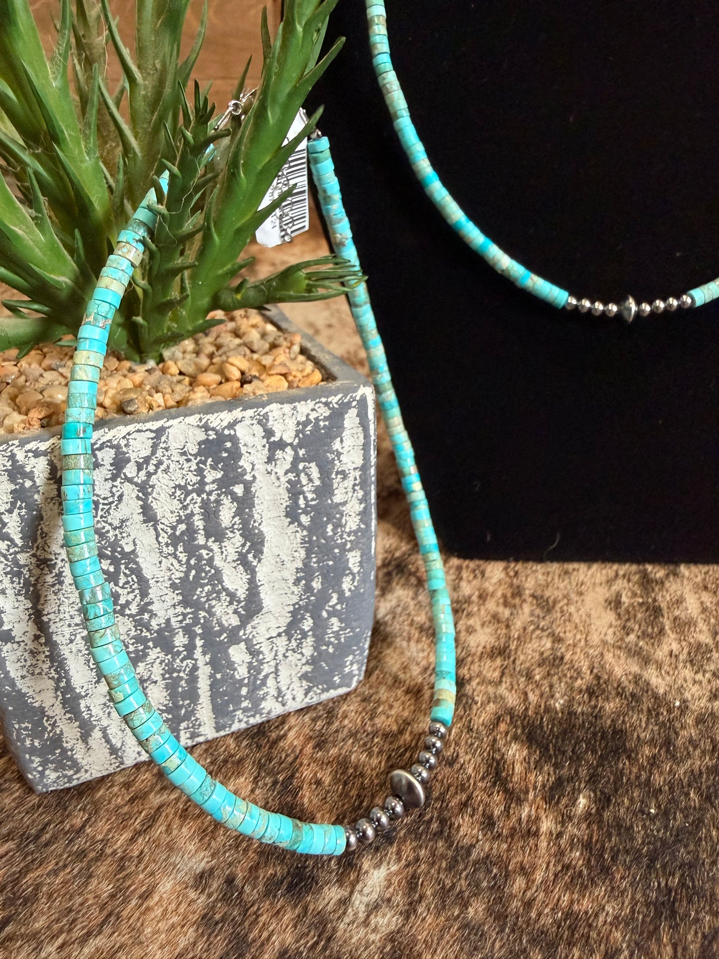 Sterling Silver Pearls with Variscite Turquoise Choker