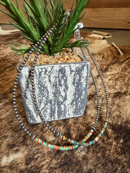 Sterling Silver Pearl with Heishi Beads Choker