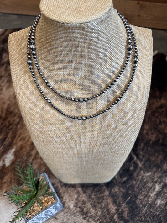 Graduated Sterling Silver Pearls Necklace