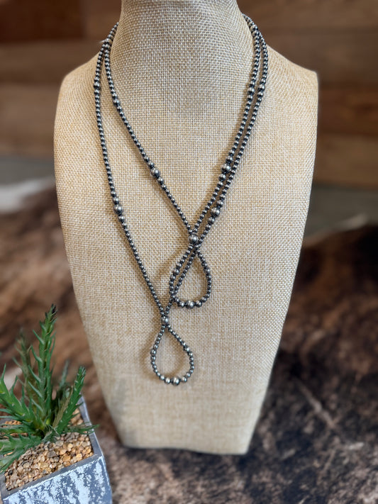 Graduated Sterling Silver Pearls Hoop Necklace