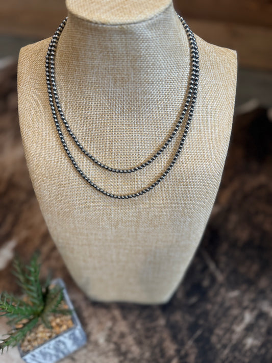 4mm Sterling Silver Pearl Necklace